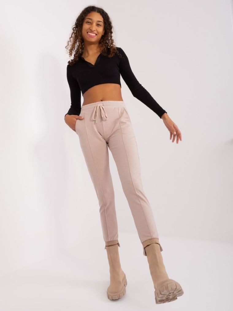Spodnie dresowe damskie, beżowe, Relevance