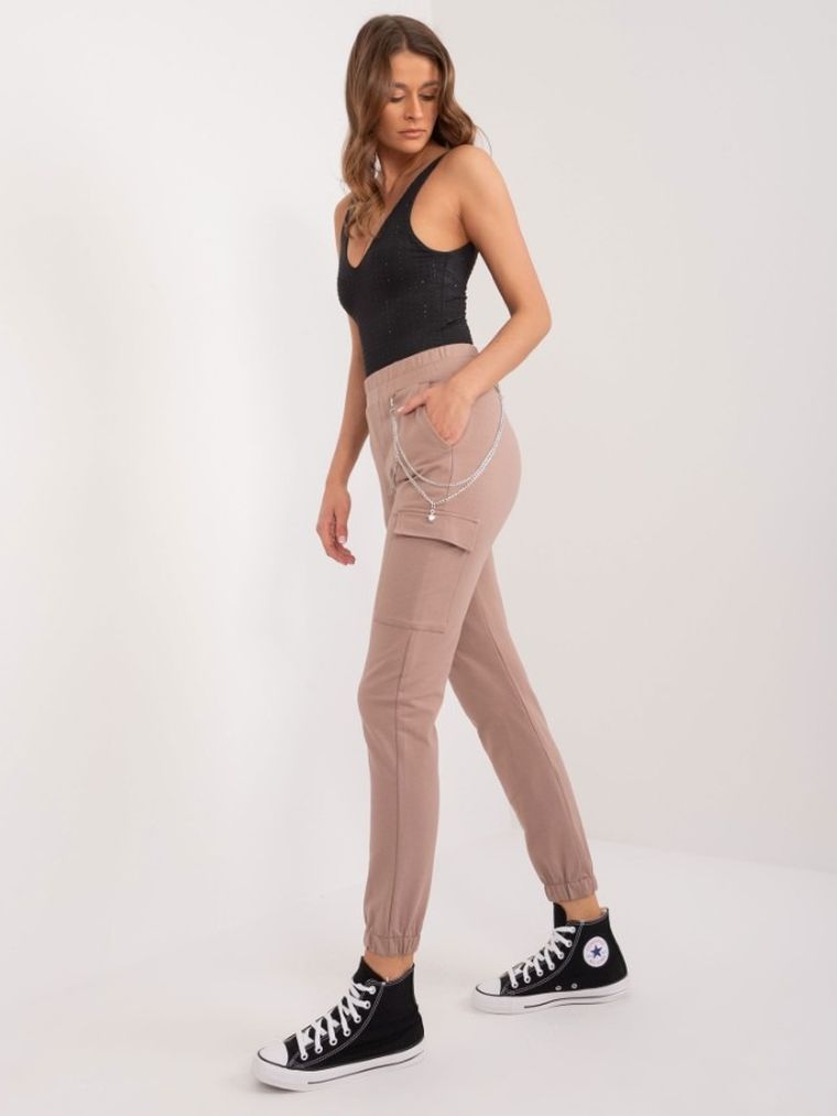 Spodnie dresowe damskie, beżowe, Relevance