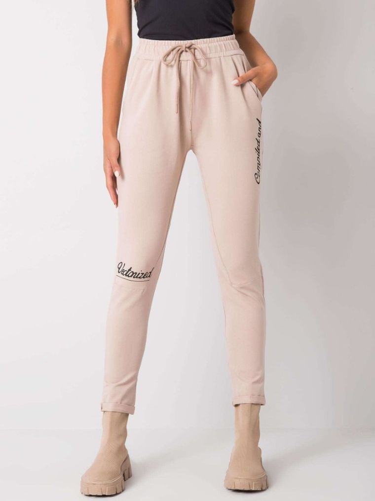 Spodnie dresowe damskie, beżowe, Relevance