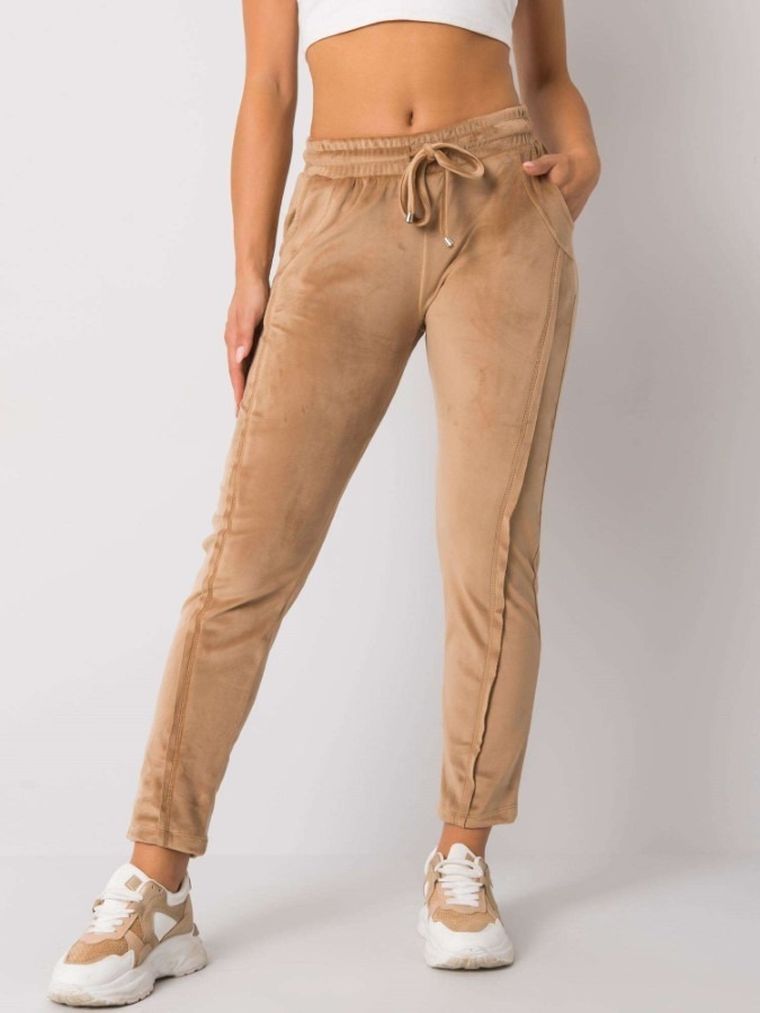 Spodnie dresowe damskie, beżowe, Rue Paris