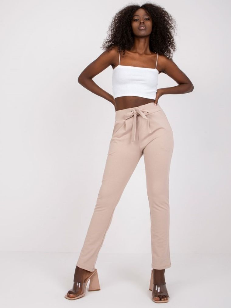 Spodnie dresowe damskie, beżowe, Rue Paris