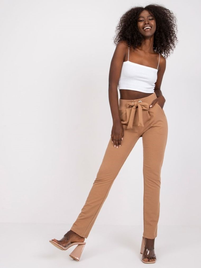 Spodnie dresowe damskie, beżowe, Rue Paris