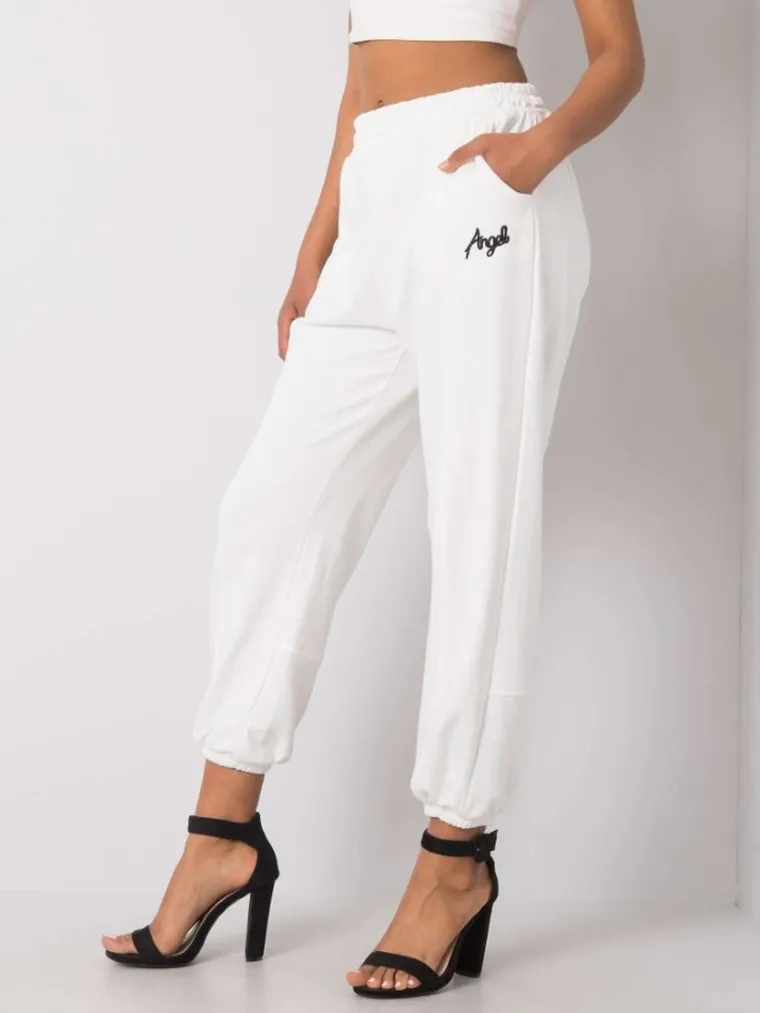 Spodnie dresowe damskie, białe, Ex Moda
