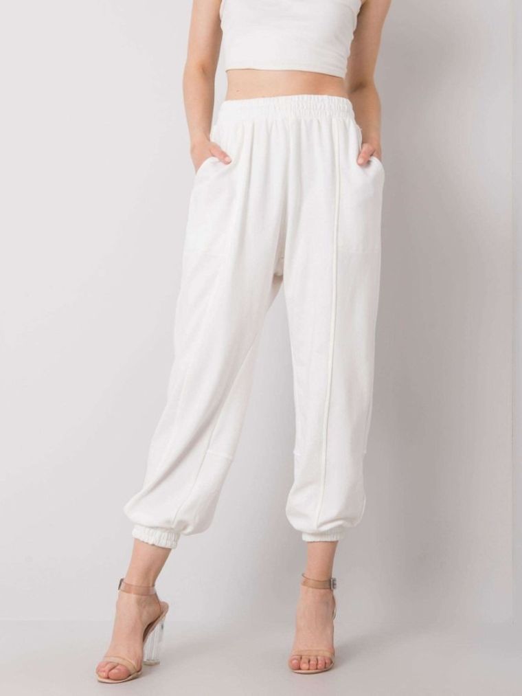 Spodnie dresowe damskie, białe, Ex Moda