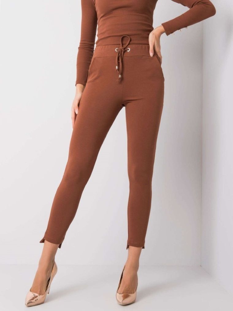 Spodnie dresowe damskie, brązowe, Basic Feel Good