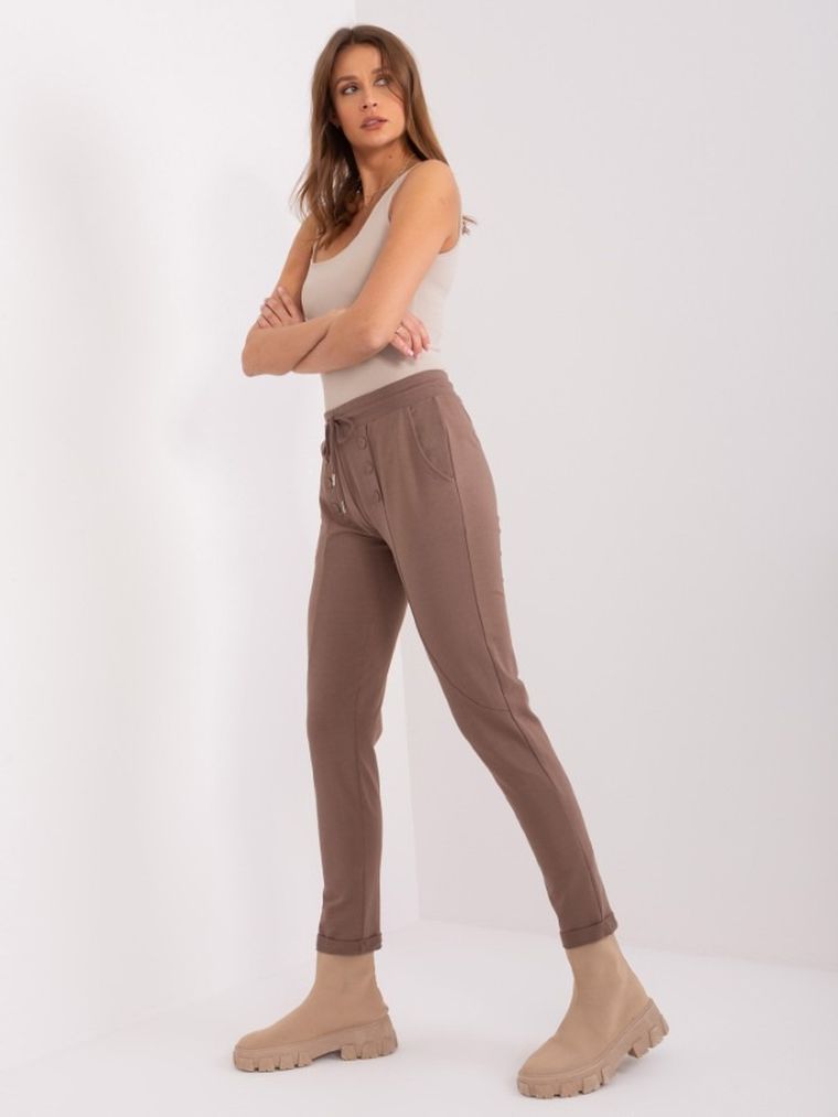 Spodnie dresowe damskie, brązowe, Relevance