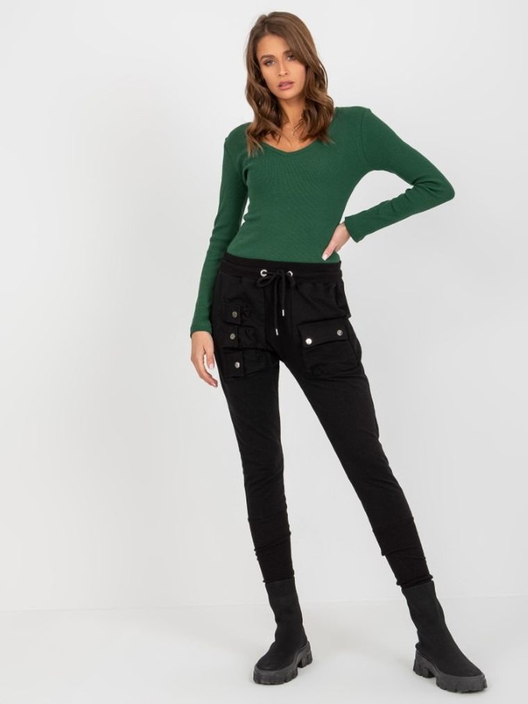 Spodnie dresowe damskie, czarne, Ex Moda