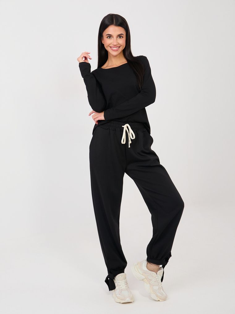 Spodnie dresowe damskie, czarne, Italy Moda
