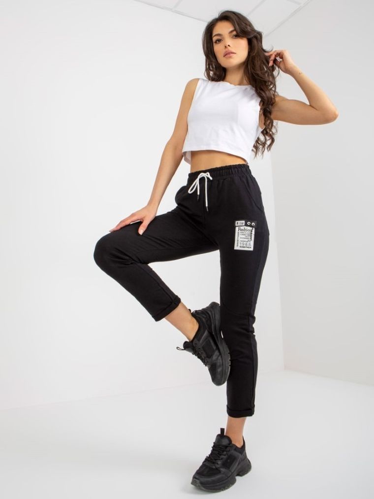 Spodnie dresowe damskie, czarne, Relevance