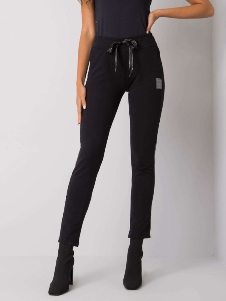 Spodnie dresowe damskie, czarne, Relevance