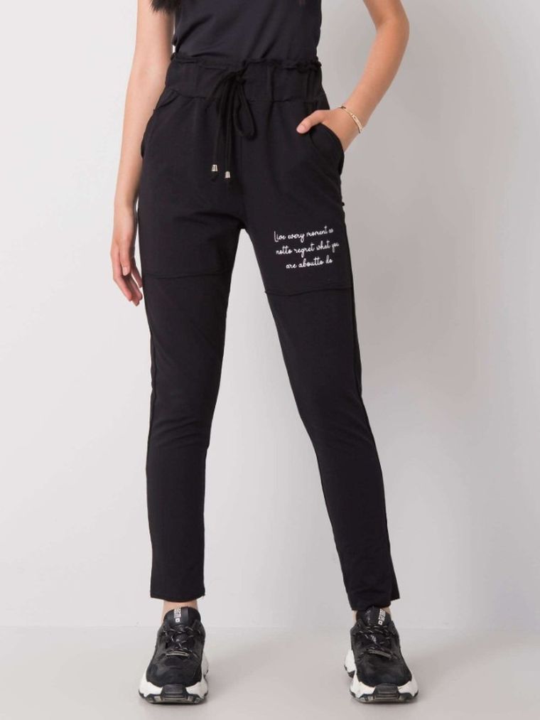 Spodnie dresowe damskie, czarne, Relevance