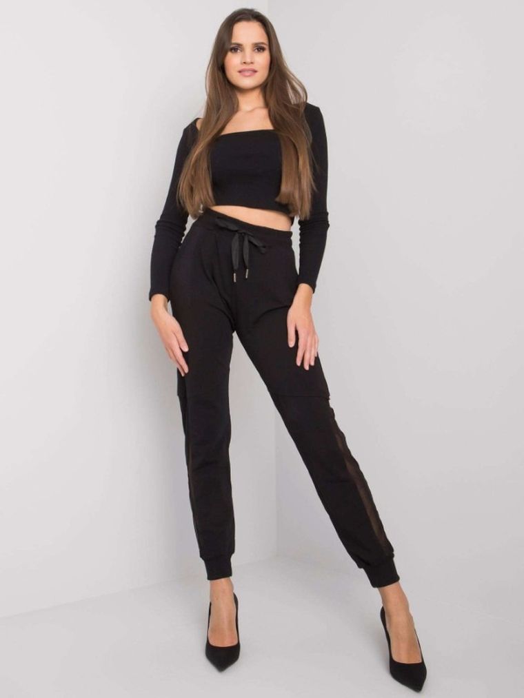 Spodnie dresowe damskie, czarne, Relevance