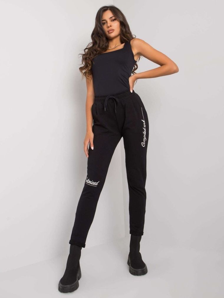 Spodnie dresowe damskie, czarne, Relevance