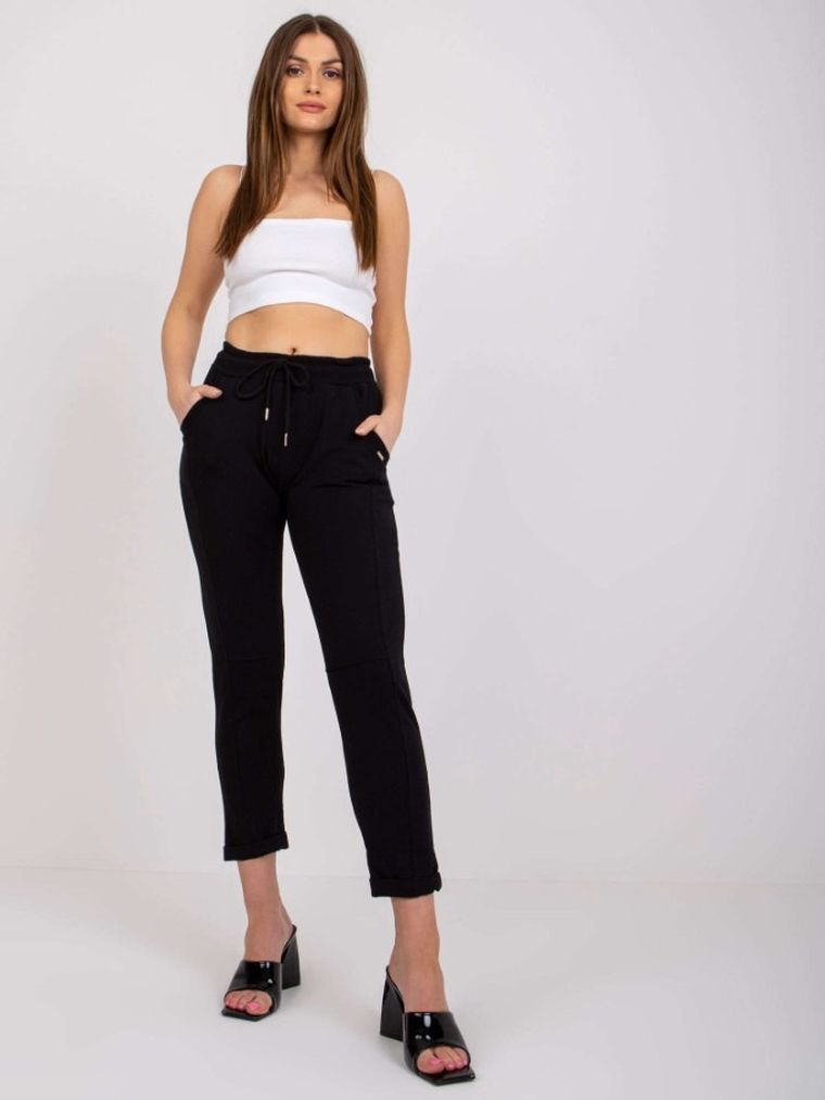 Spodnie dresowe damskie, czarne, Relevance