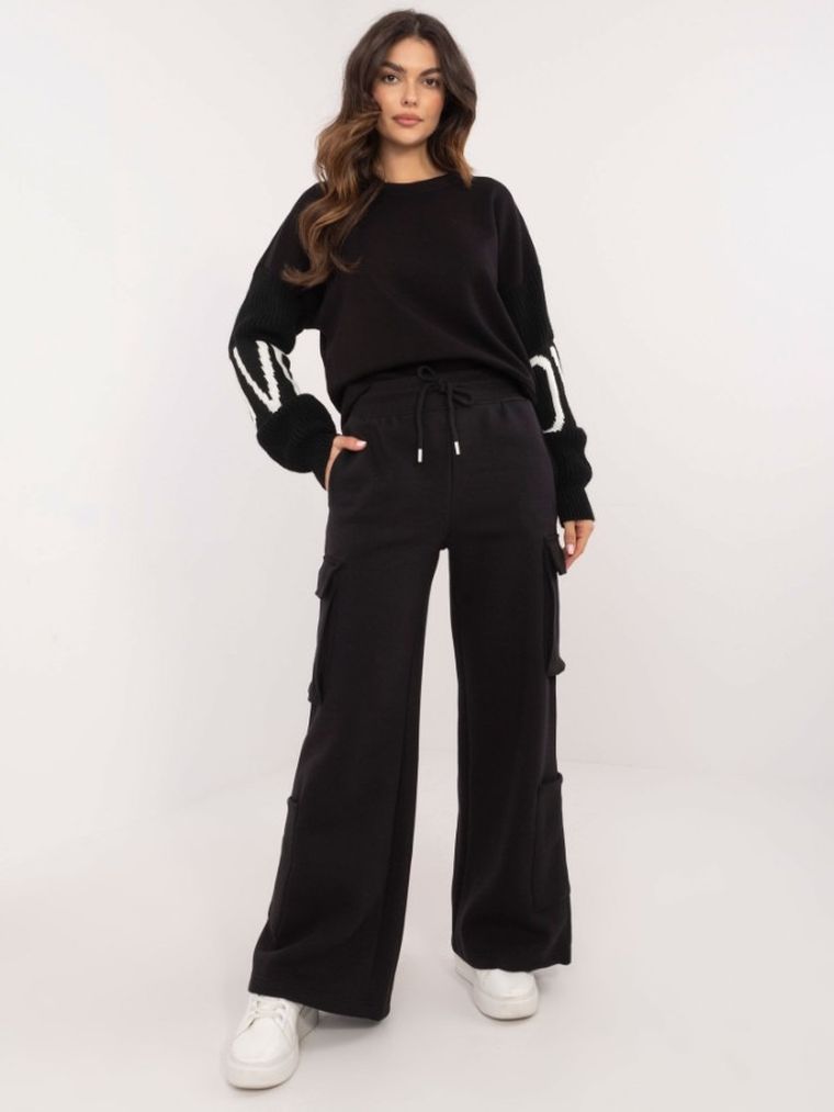 Spodnie dresowe damskie, czarne, Sublevel