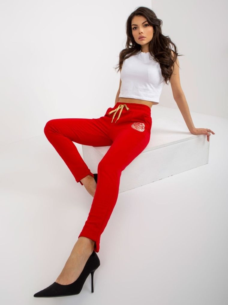 Spodnie dresowe damskie, czerwone, Relevance