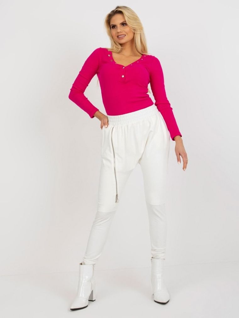 Spodnie dresowe damskie, ecru, Ex Moda