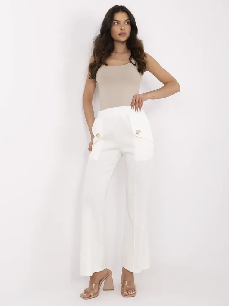Spodnie dresowe damskie, ecru, Italy Moda