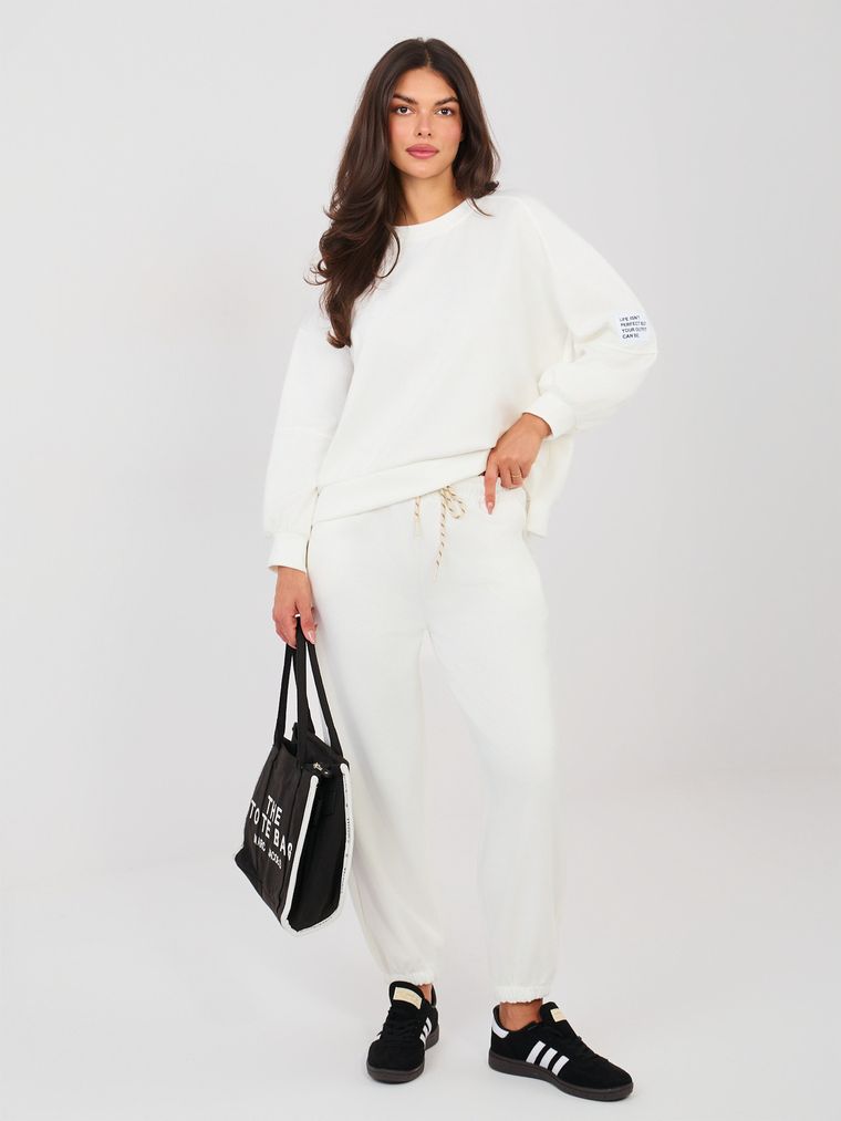 Spodnie dresowe damskie, ecru, Italy Moda