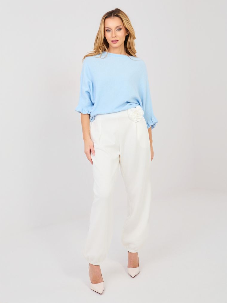 Spodnie dresowe damskie, ecru, Italy Moda