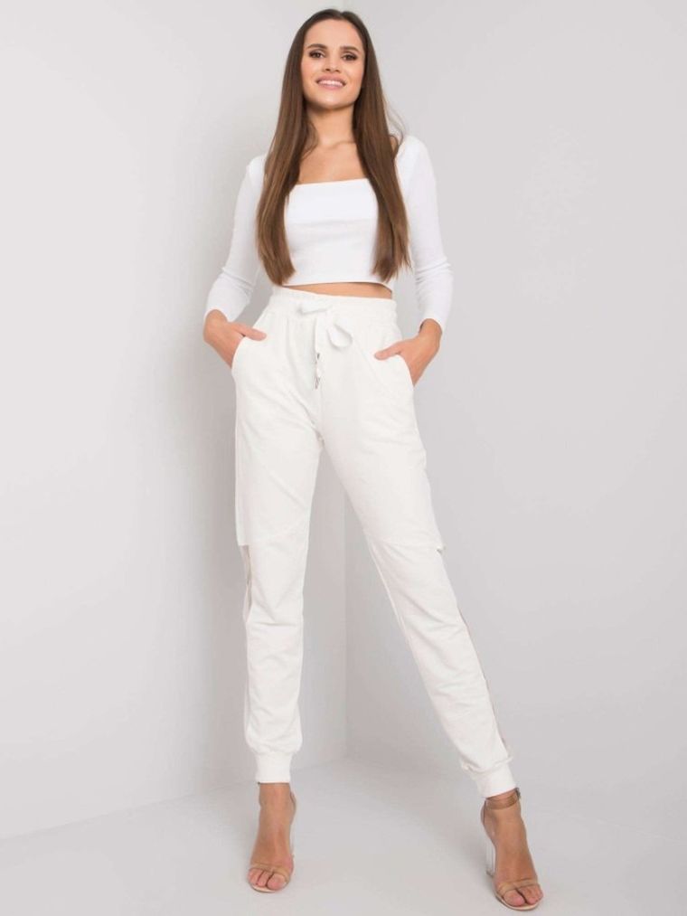 Spodnie dresowe damskie, ecru, Relevance