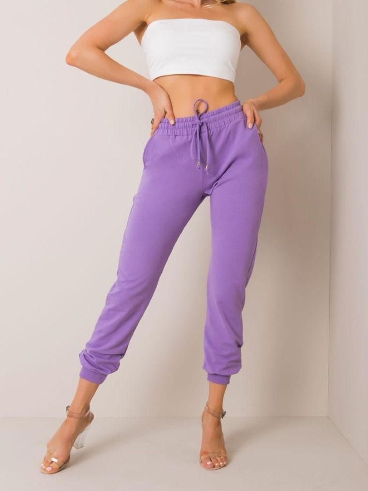 Spodnie dresowe damskie, fioletowe, Basic Feel Good