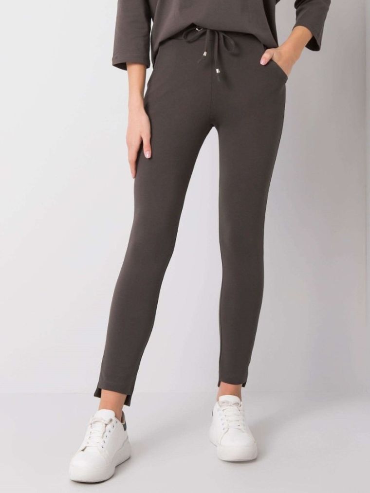 Spodnie dresowe damskie, khaki, Basic Feel Good