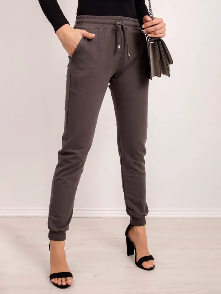 Spodnie dresowe damskie, khaki, Basic Feel Good