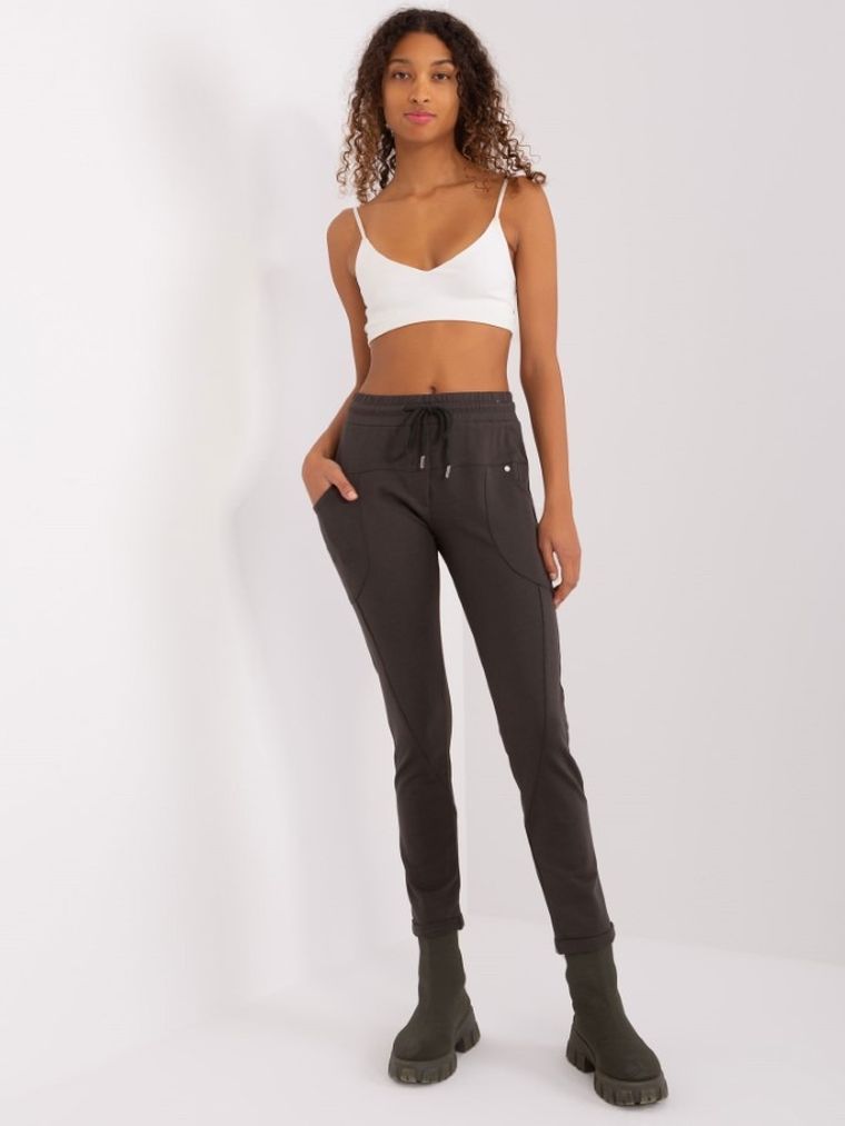 Spodnie dresowe damskie, khaki, Relevance