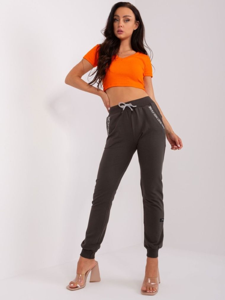 Spodnie dresowe damskie, khaki, Relevance