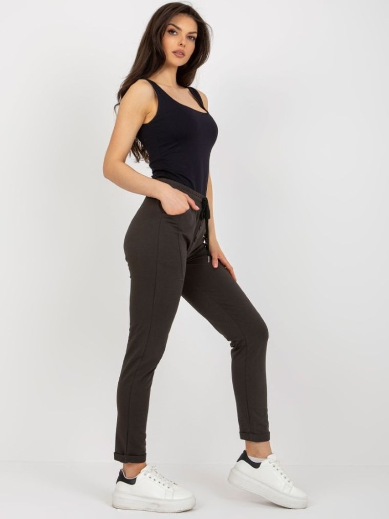 Spodnie dresowe damskie, khaki, Relevance