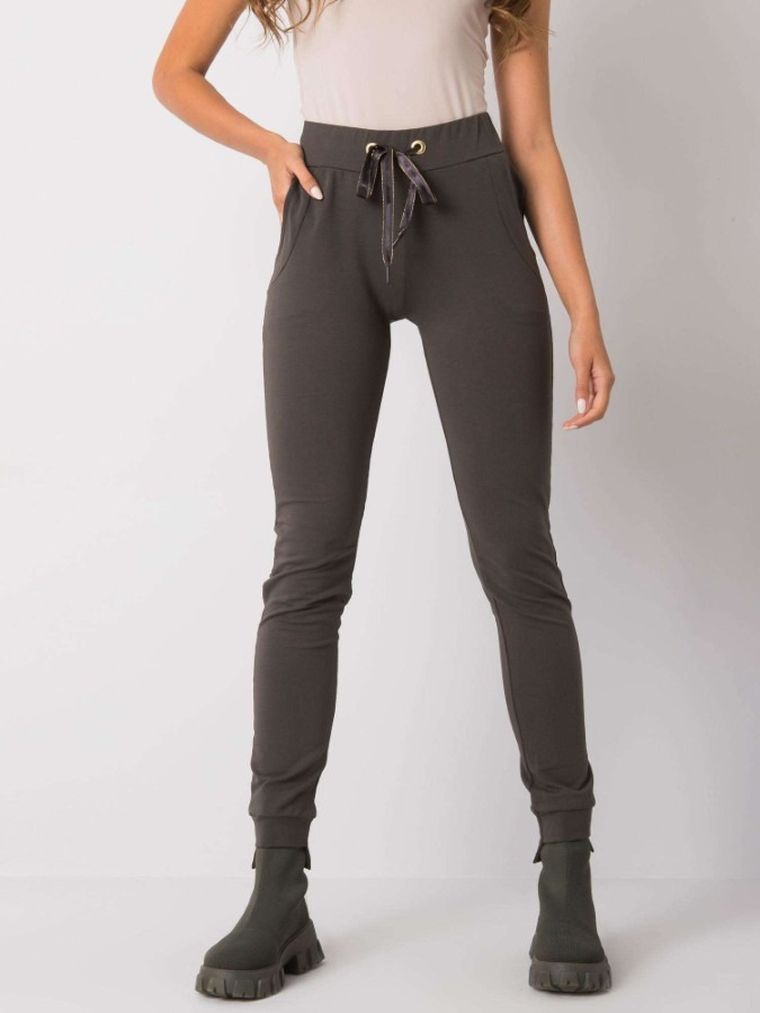 Spodnie dresowe damskie, khaki, Relevance