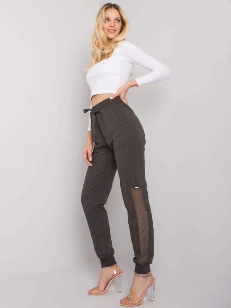 Spodnie dresowe damskie, khaki, Relevance