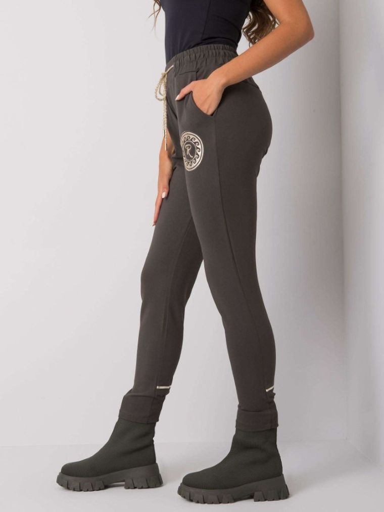 Spodnie dresowe damskie, khaki, Relevance