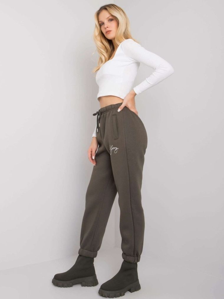Spodnie dresowe damskie, khaki, Relevance