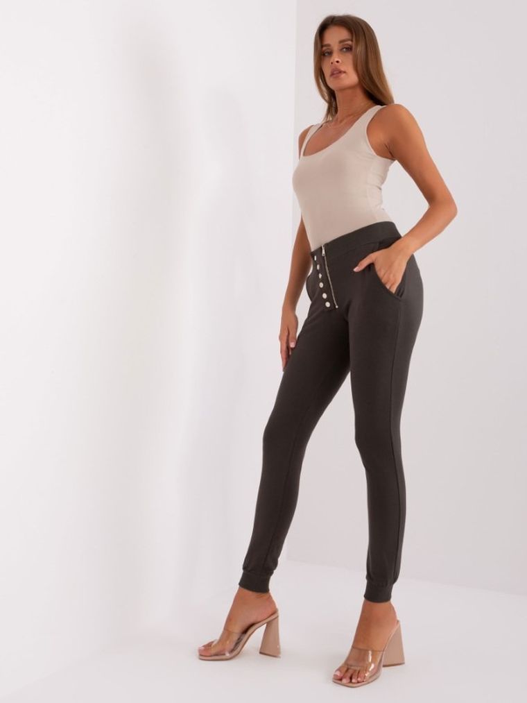 Spodnie dresowe damskie, khaki, Relevance