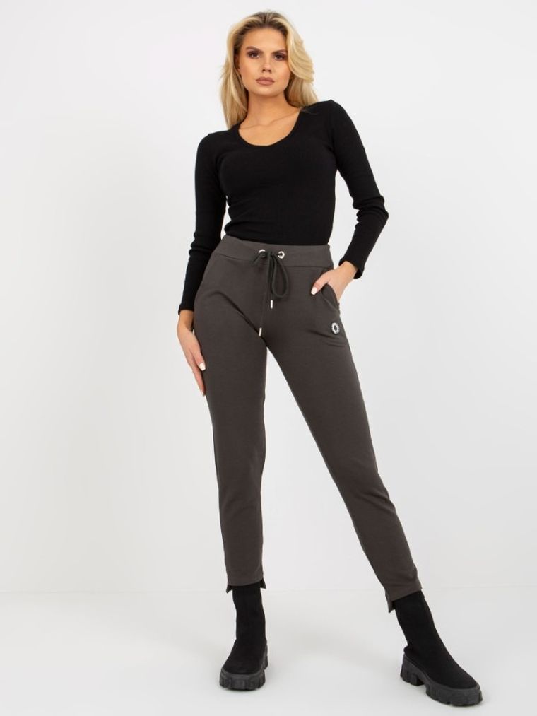 Spodnie dresowe damskie, khaki, Relevance