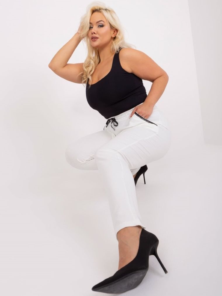 Spodnie dresowe damskie, plus size, ecru, Relevance
