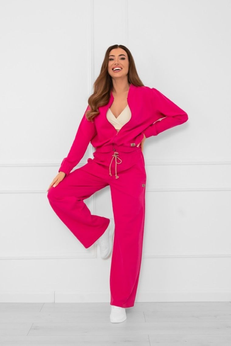 Spodnie dresowe damskie, plus size, różowe, Caro, Italian Fashion