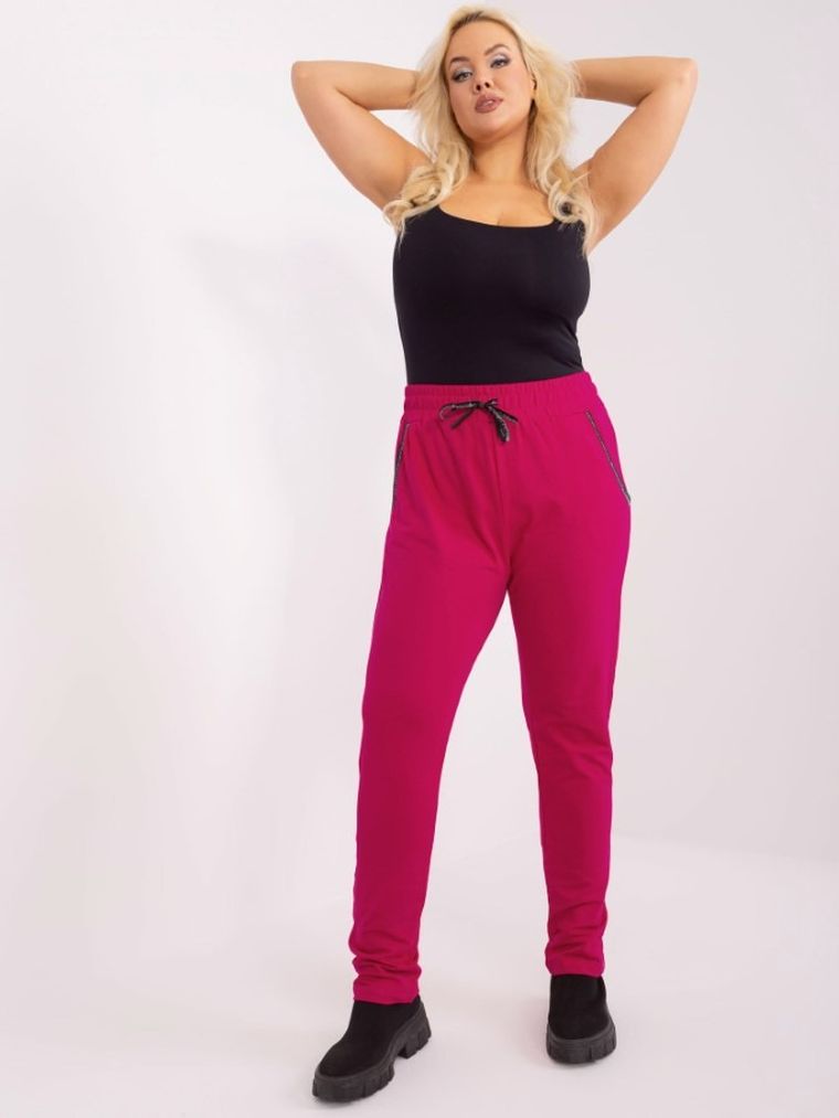 Spodnie dresowe damskie, plus size, różowe, Relevance