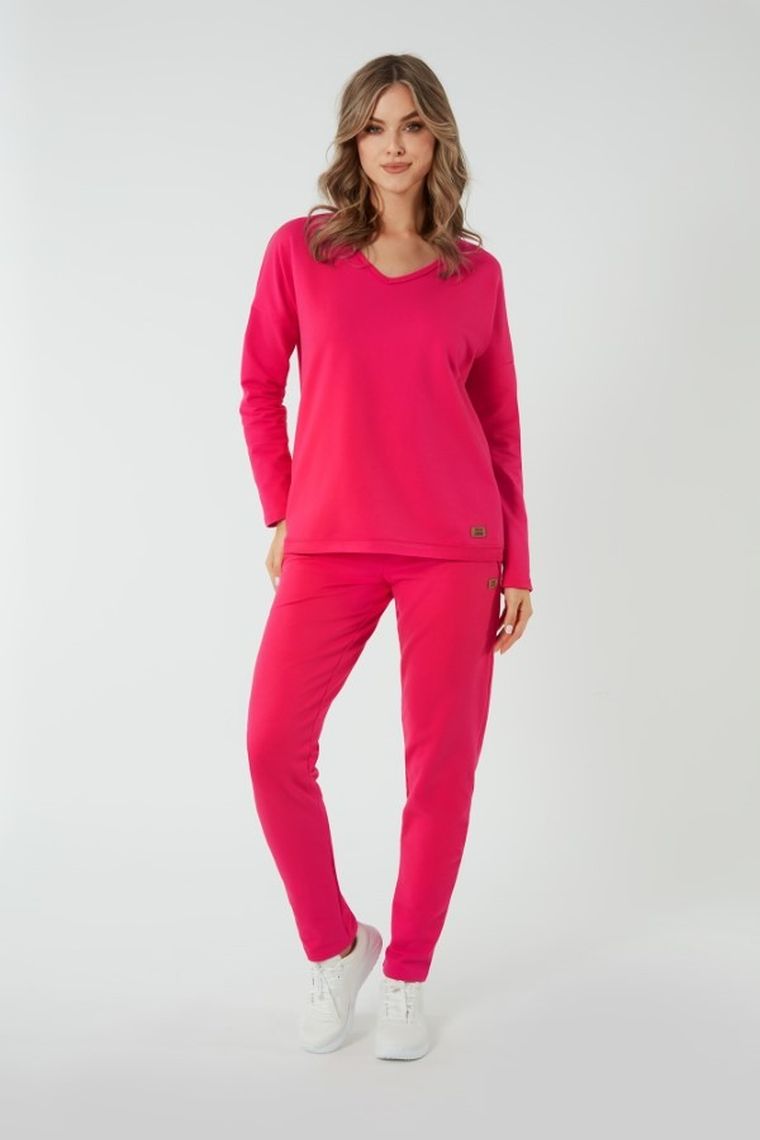Spodnie dresowe damskie, plus size, różowe, Stella, Italian Fashion