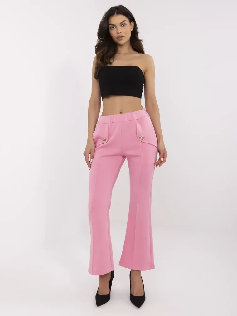 Spodnie dresowe damskie, różowe, Italy Moda