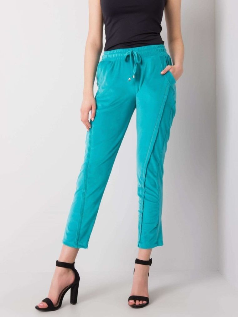 Spodnie dresowe damskie, turkusowe, Rue Paris