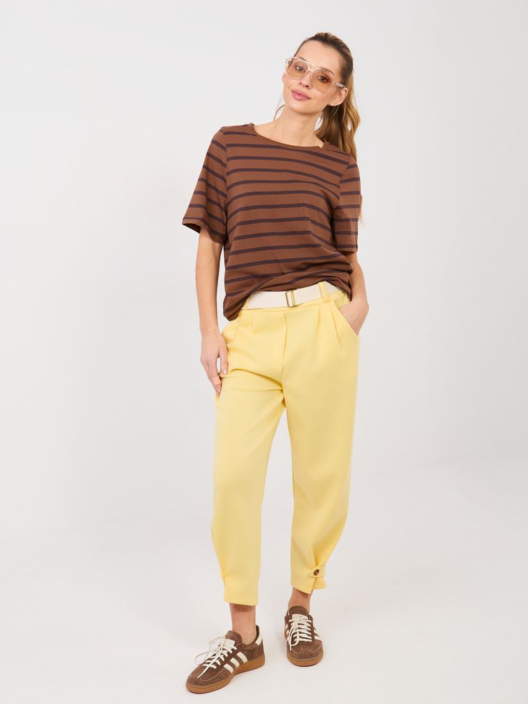 Spodnie dresowe damskie, żółte, Italy Moda