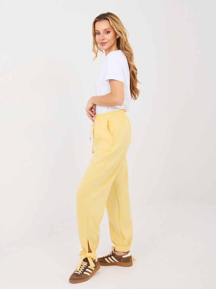 Spodnie dresowe damskie, żółte, Italy Moda