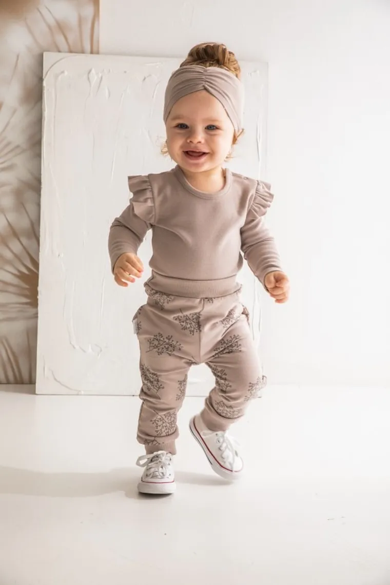 Spodnie dresowe dziewczęce, beżowe, Nicol