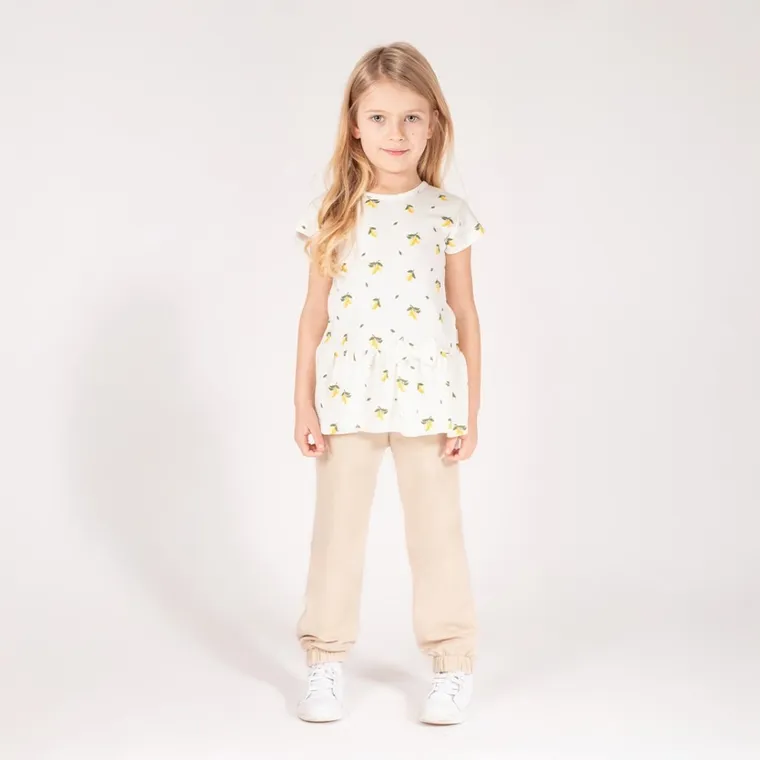 Spodnie dresowe dziewczęce, beżowe, Nicol