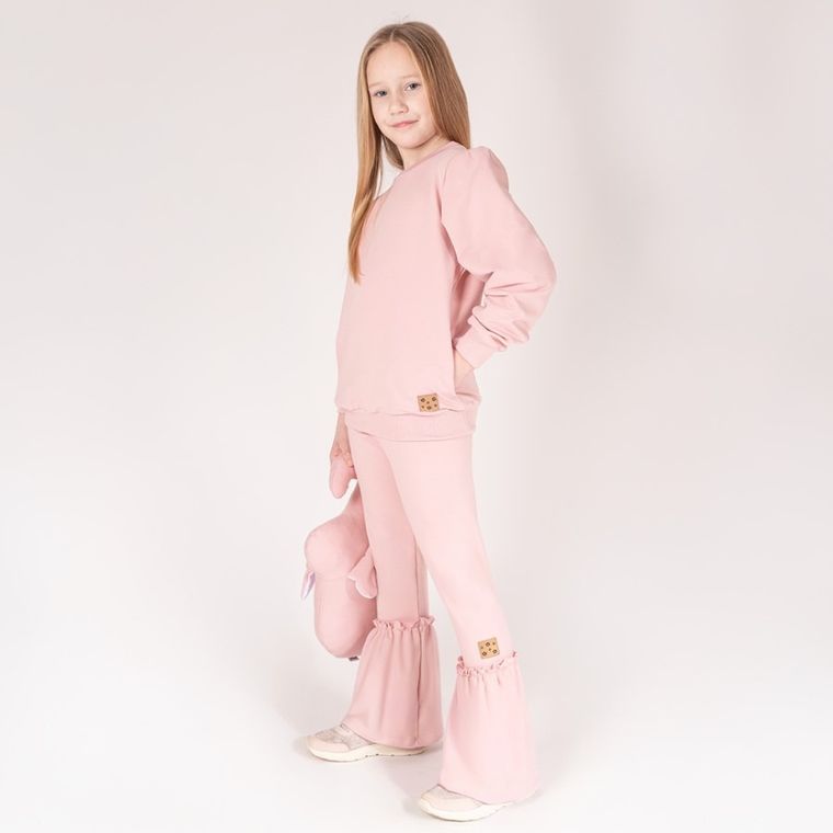 Spodnie dresowe dziewczęce, dzwony, różowe, Nicol