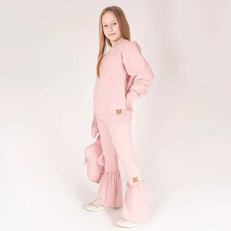 Spodnie dresowe dziewczęce, dzwony, różowe, Nicol