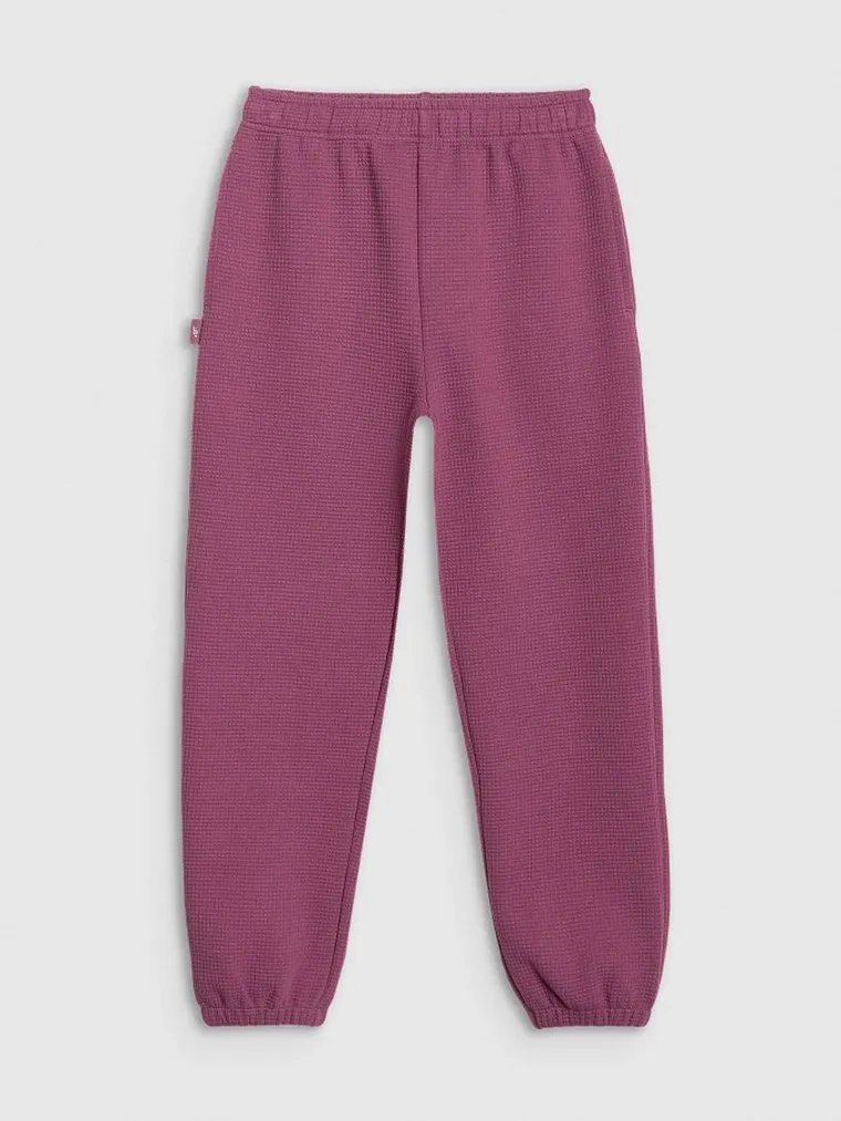 Spodnie dresowe dziewczęce, jogger, fioletowe, 4F